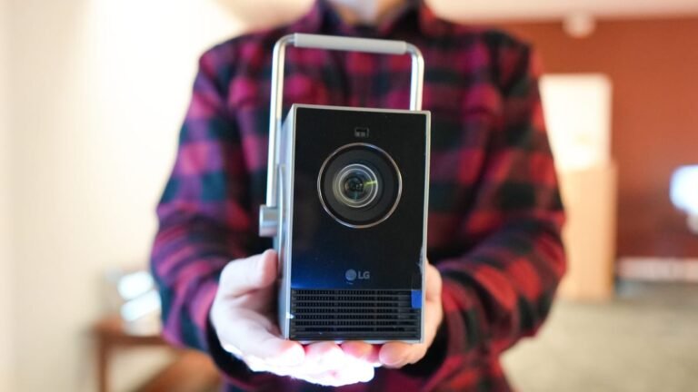 This LG portable projector comes with a free soundbar – and we highly recommend it